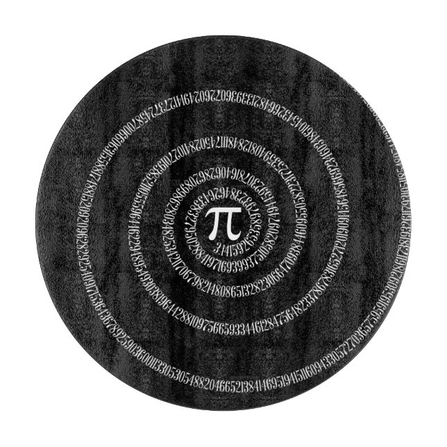 Spiral for Pi on Black Style Cutting Board (Front)