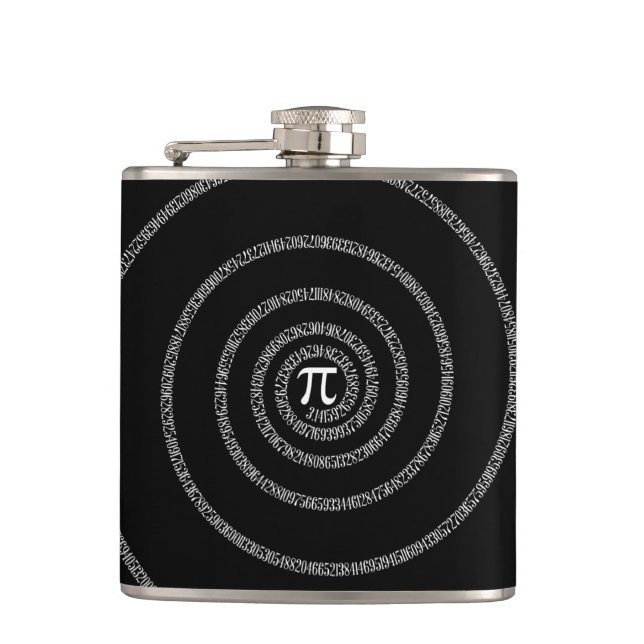 Spiral for Pi on Black Style Hip Flask (Front)
