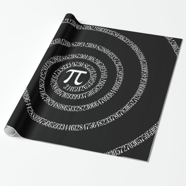Spiral for Pi on Black Style Wrapping Paper (Unrolled)