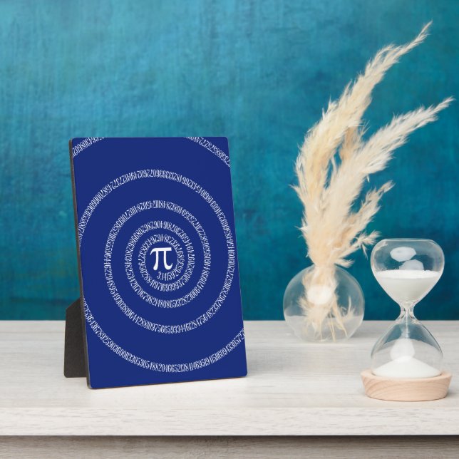Spiral for Pi on Navy Blue Decor Plaque (Side)