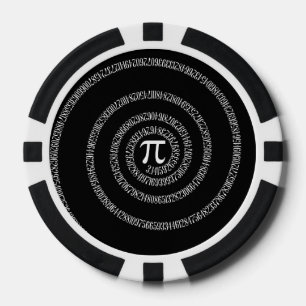 Spiral for Pi on Solid Black Decor Poker Chips