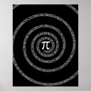 Spiral for Pi on Solid Black Poster