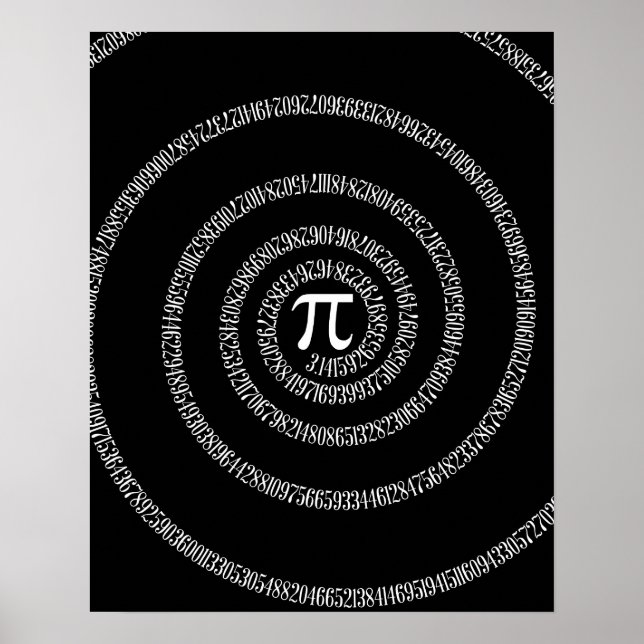 Spiral for Pi on Solid Black Poster (Front)