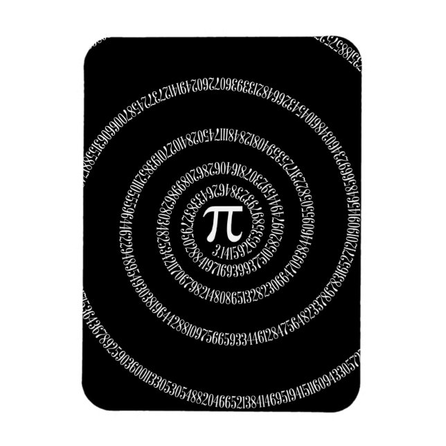 Spiral for Pi Typography on Black Magnet (Vertical)