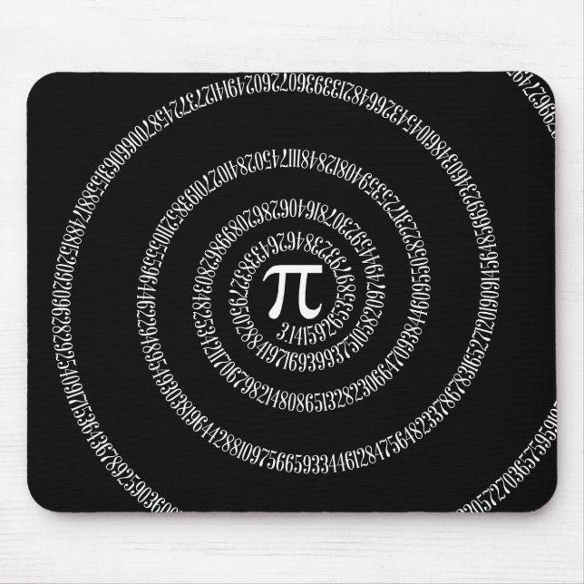 Spiral for Pi Typography on Black Mouse Pad (Front)