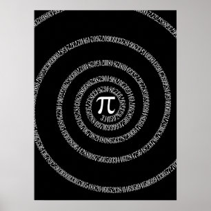 Spiral for Pi Typography on Black Poster