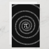 Spiral for Pi Typography on Black Stationery (Front/Back)