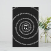 Spiral for Pi Typography on Black Stationery (Standing Front)