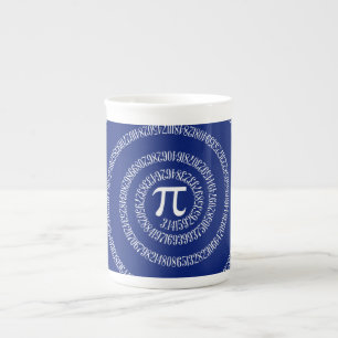 Spiral for Pi Typography on Blue Bone China Mug