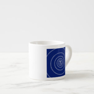 Spiral for Pi Typography on Blue Espresso Cup