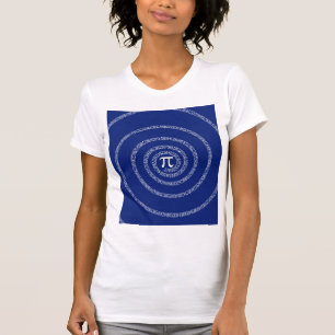 Spiral for Pi Typography on Blue T-Shirt