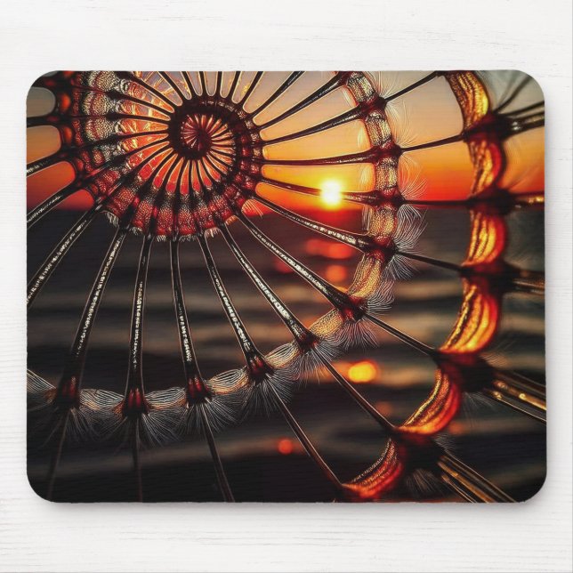 Spiral Fractal Before Ocean Sunset Mouse Pad (Front)