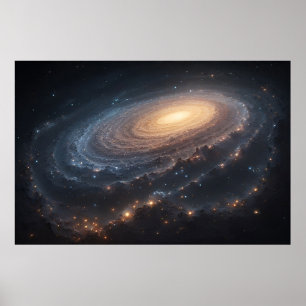 Spiral Galaxy in Deep Space with Glowing Core Poster
