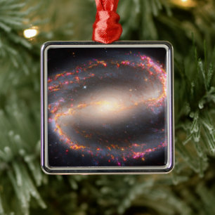 Spiral Galaxy Ngc 1300. Metal Ornament