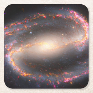 Spiral Galaxy Ngc 1300. Square Paper Coaster