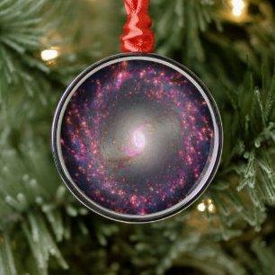 Spiral Galaxy Ngc 3351. Metal Ornament