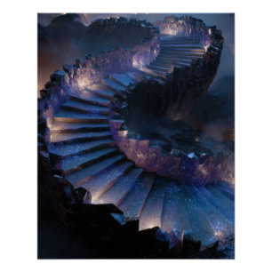 Spiral Galaxy Stairway in Midnight Glow Poster