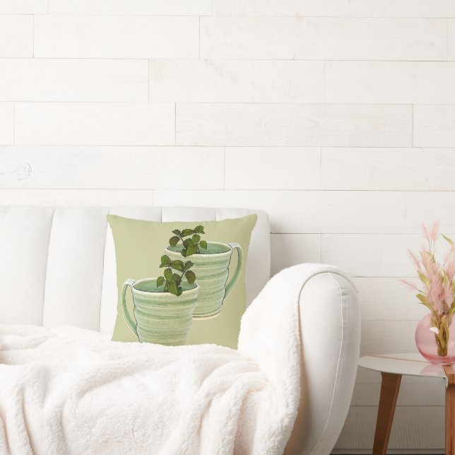 Spiral Green Cup with Mint Photograph Cushion (Couch)