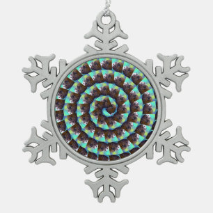 Spiral Guinea Pig Pattern, Snowflake Pewter Christmas Ornament