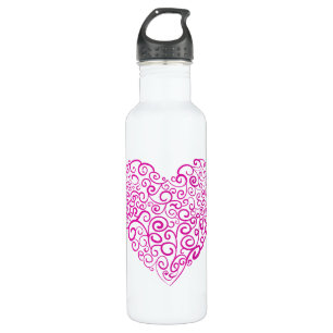 Spiral handwriting pink heart for Valentines Day 710 Ml Water Bottle