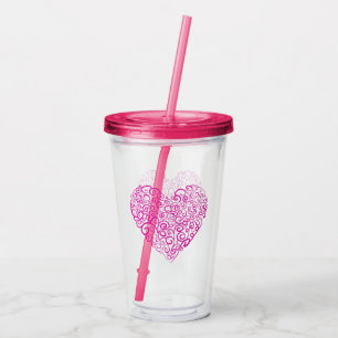 Spiral handwriting pink heart for Valentines Day Acrylic Tumbler