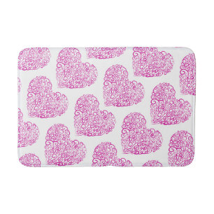 Spiral handwriting pink heart for Valentines Day Bath Mat