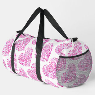 Spiral handwriting pink heart for Valentines Day Duffle Bag