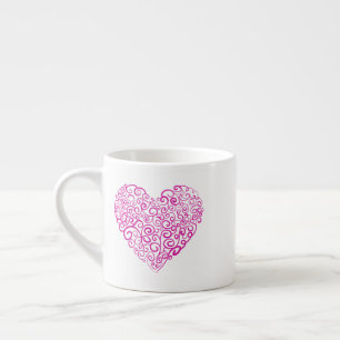 Spiral handwriting pink heart for Valentines Day Espresso Cup