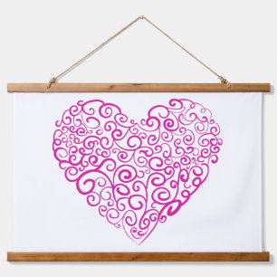 Spiral handwriting pink heart for Valentines Day Hanging Tapestry