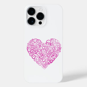 Spiral handwriting pink heart for Valentines Day iPhone 14 Pro Max Case