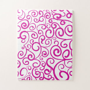 Spiral handwriting pink heart for Valentines Day Jigsaw Puzzle