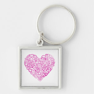 Spiral handwriting pink heart for Valentines Day Key Ring