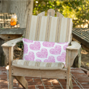Spiral handwriting pink heart for Valentines Day Lumbar Cushion