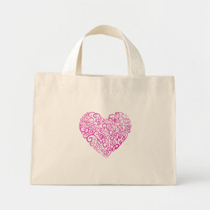 Spiral handwriting pink heart for Valentines Day Mini Tote Bag