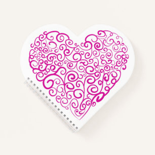 Spiral handwriting pink heart for Valentines Day Notebook