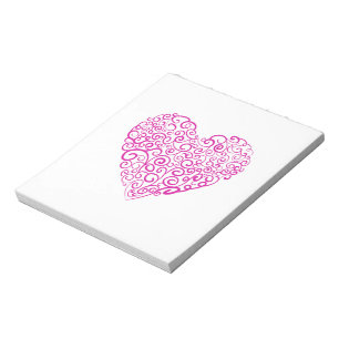 Spiral handwriting pink heart for Valentines Day Notepad