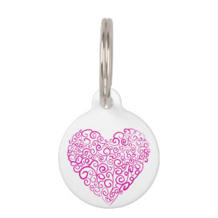 Spiral handwriting pink heart for Valentines Day Pet Tag