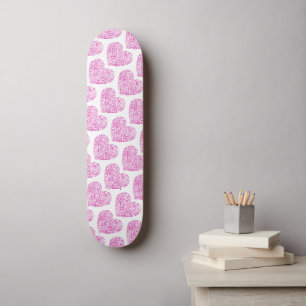 Spiral handwriting pink heart for Valentines Day Skateboard