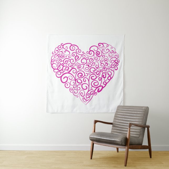 Spiral handwriting pink heart for Valentines Day Tapestry (In Situ (Horizontal))