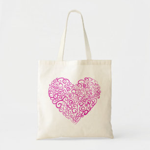 Spiral handwriting pink heart for Valentines Day Tote Bag