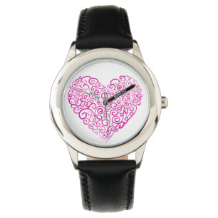 Spiral handwriting pink heart for Valentines Day Watch