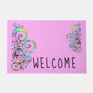 Spiral Heart Hand Painted Design 1 Doormat