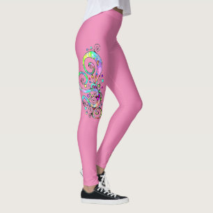 Spiral Heart Hand Painted Design 1 Leggings