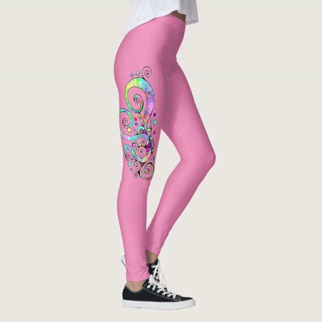 Spiral Heart Hand Painted Design 1 Leggings (Right)