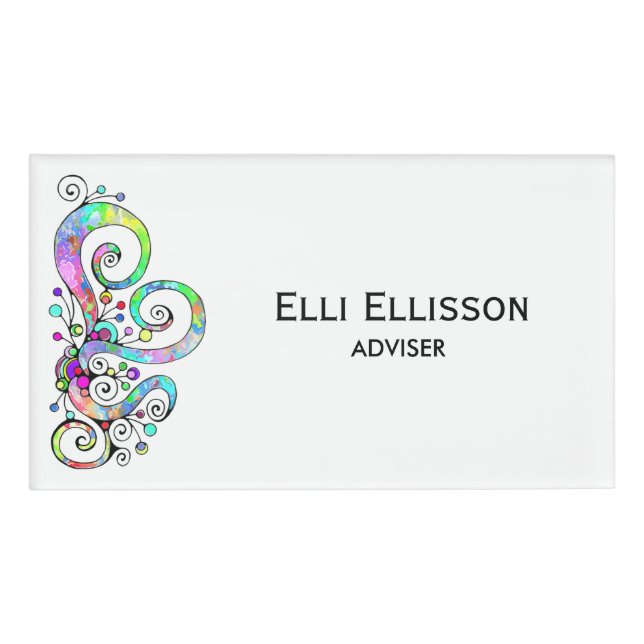 Spiral Heart Hand Painted Design 1 Name Tag (Front)