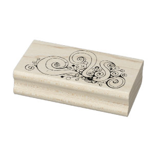 Spiral Heart Hand Painted Design 1 Rubber Stamp