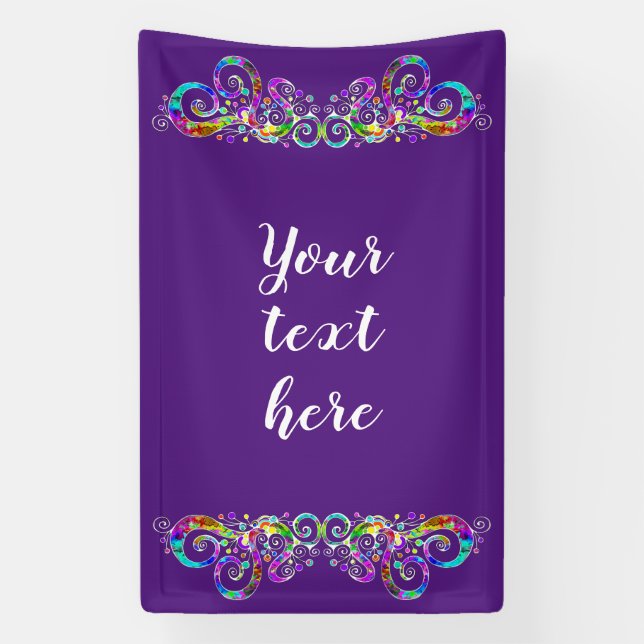 Spiral Heart Hand Painted Design 2 Banner (Vertical)