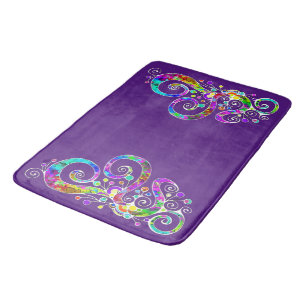 Spiral Heart Hand Painted Design 2 Bath Mat