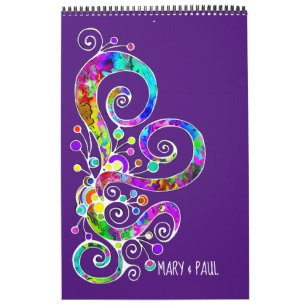 Spiral Heart Hand Painted Design 2 Calendar