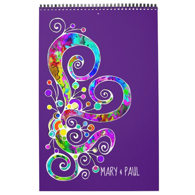Spiral Heart Hand Painted Design 2 Calendar (Cover)